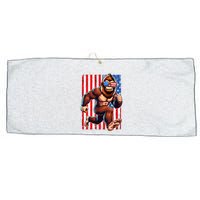 Usa Flag Bigfoot Running 4th Of July Large Microfiber Waffle Golf Towel