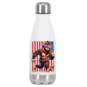 Usa Flag Bigfoot Running 4th Of July Stainless Steel Insulated Water Bottle