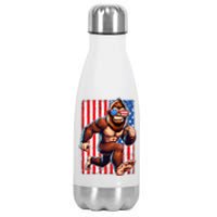 Usa Flag Bigfoot Running 4th Of July Stainless Steel Insulated Water Bottle