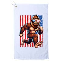 Usa Flag Bigfoot Running 4th Of July Golf Towel