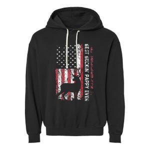 USA Flag Best Buckin Pappy Ever Deer Hunting Fathers Day Garment-Dyed Fleece Hoodie