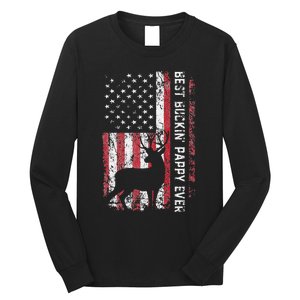 USA Flag Best Buckin Pappy Ever Deer Hunting Fathers Day Long Sleeve Shirt