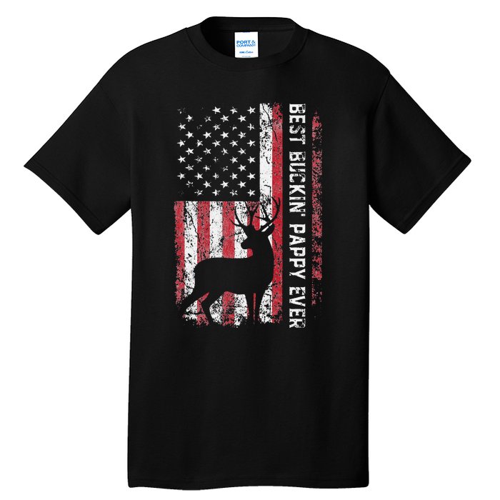 USA Flag Best Buckin Pappy Ever Deer Hunting Fathers Day Tall T-Shirt