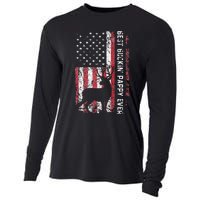 USA Flag Best Buckin Pappy Ever Deer Hunting Fathers Day Cooling Performance Long Sleeve Crew