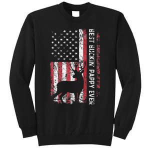 USA Flag Best Buckin Pappy Ever Deer Hunting Fathers Day Tall Sweatshirt