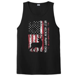 USA Flag Best Buckin Pappy Ever Deer Hunting Fathers Day PosiCharge Competitor Tank