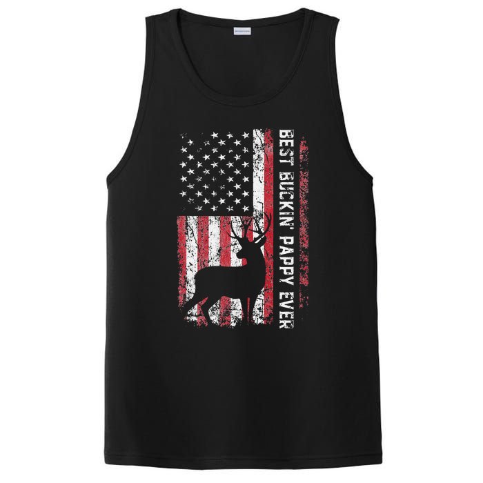 USA Flag Best Buckin Pappy Ever Deer Hunting Fathers Day PosiCharge Competitor Tank