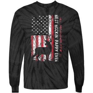 USA Flag Best Buckin Pappy Ever Deer Hunting Fathers Day Tie-Dye Long Sleeve Shirt