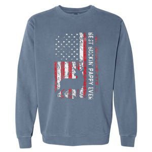 USA Flag Best Buckin Pappy Ever Deer Hunting Fathers Day Garment-Dyed Sweatshirt