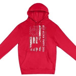 USA Flag Best Buckin Pappy Ever Deer Hunting Fathers Day Premium Pullover Hoodie