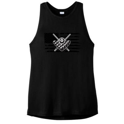 US Flag Billiards Pool Player Snooker Game Billiards Dad Gift For Mother's Day Ladies PosiCharge Tri-Blend Wicking Tank