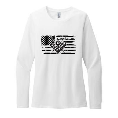 US Flag Billiards Pool Player Snooker Game Billiards Dad Gift For Mother's Day Womens CVC Long Sleeve Shirt