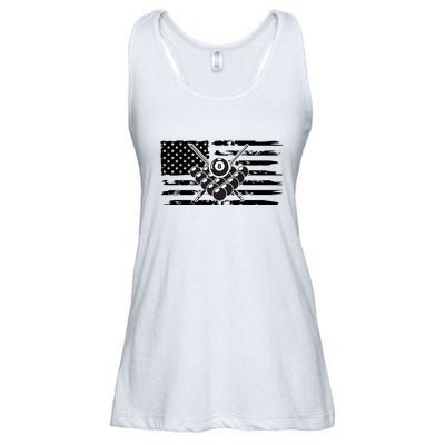 US Flag Billiards Pool Player Snooker Game Billiards Dad Gift For Mother's Day Ladies Essential Flowy Tank