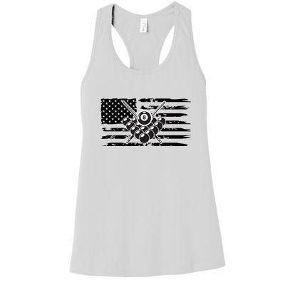 US Flag Billiards Pool Player Snooker Game Billiards Dad Gift For Mother's Day Women's Racerback Tank