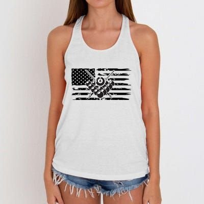 US Flag Billiards Pool Player Snooker Game Billiards Dad Gift For Mother's Day Women's Knotted Racerback Tank