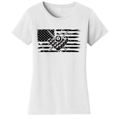 US Flag Billiards Pool Player Snooker Game Billiards Dad Gift For Mother's Day Women's T-Shirt