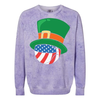 USA Flag Baseball Leprechaun Patrick Colorblast Crewneck Sweatshirt