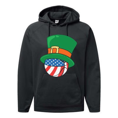 USA Flag Baseball Leprechaun Patrick Performance Fleece Hoodie