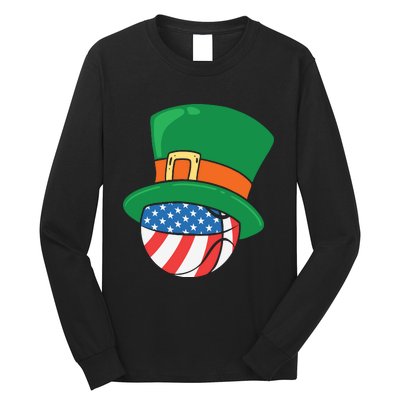 USA Flag Baseball Leprechaun Patrick Long Sleeve Shirt