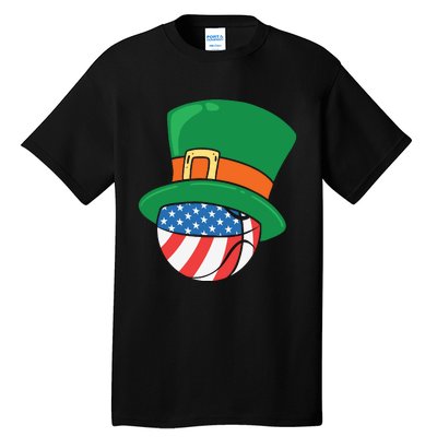 USA Flag Baseball Leprechaun Patrick Tall T-Shirt