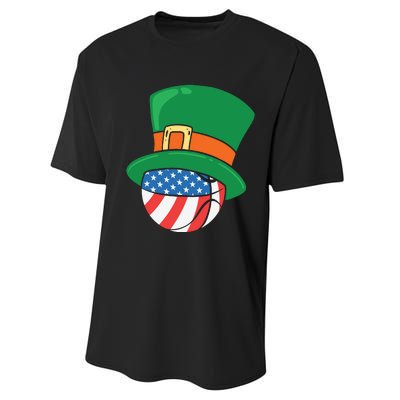 USA Flag Baseball Leprechaun Patrick Performance Sprint T-Shirt