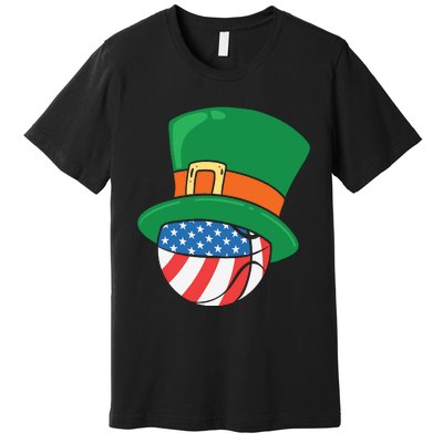 USA Flag Baseball Leprechaun Patrick Premium T-Shirt