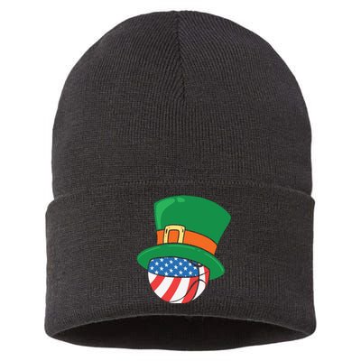 USA Flag Baseball Leprechaun Patrick Sustainable Knit Beanie