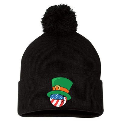 USA Flag Baseball Leprechaun Patrick Pom Pom 12in Knit Beanie