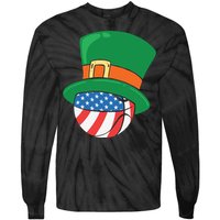 USA Flag Baseball Leprechaun Patrick Tie-Dye Long Sleeve Shirt