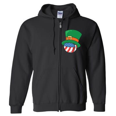 USA Flag Baseball Leprechaun Patrick Full Zip Hoodie