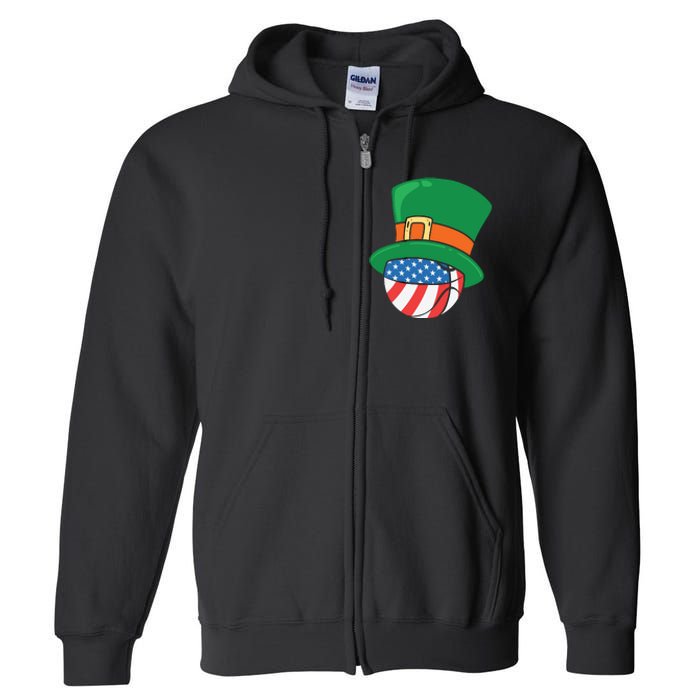 USA Flag Baseball Leprechaun Patrick Full Zip Hoodie