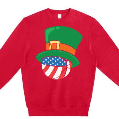 USA Flag Baseball Leprechaun Patrick Premium Crewneck Sweatshirt