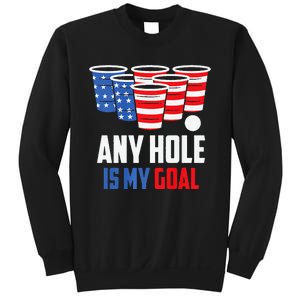 USA Flag Beer Pong Game 4th of July Beer any hole is my goal Sweatshirt