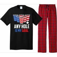 USA Flag Beer Pong Game 4th of July Beer any hole is my goal Pajama Set