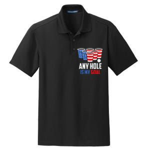 USA Flag Beer Pong Game 4th of July Beer any hole is my goal Dry Zone Grid Polo