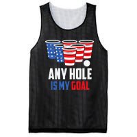 USA Flag Beer Pong Game 4th of July Beer any hole is my goal Mesh Reversible Basketball Jersey Tank