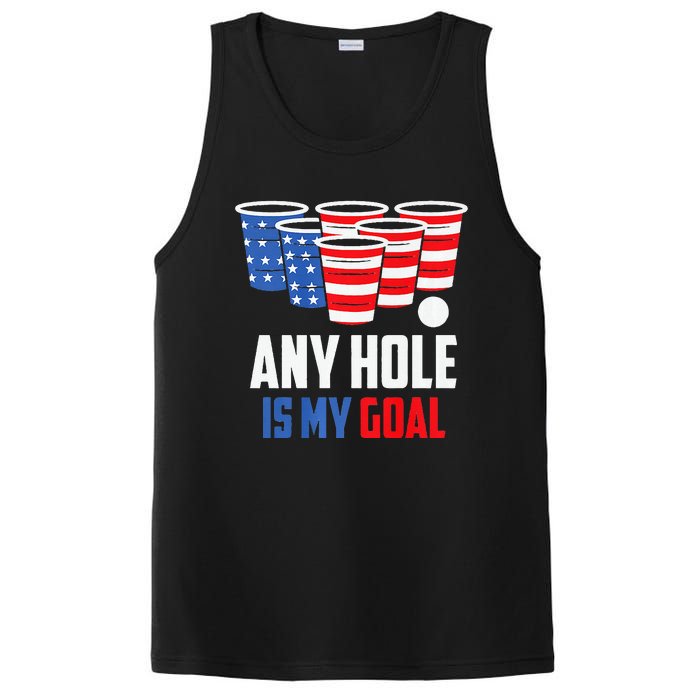 USA Flag Beer Pong Game 4th of July Beer any hole is my goal PosiCharge Competitor Tank