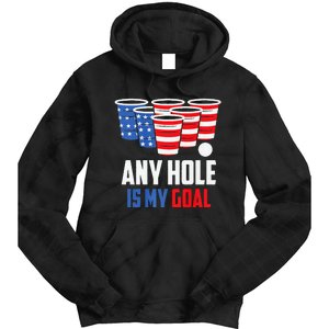 USA Flag Beer Pong Game 4th of July Beer any hole is my goal Tie Dye Hoodie