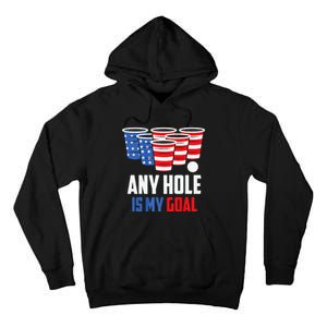 USA Flag Beer Pong Game 4th of July Beer any hole is my goal Tall Hoodie