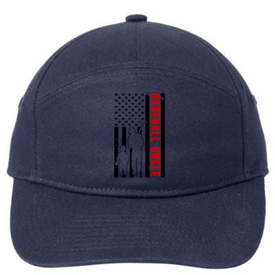 USA Flag Baseball Uncle Baseball Lover Baseball Uncle Gift 7-Panel Snapback Hat