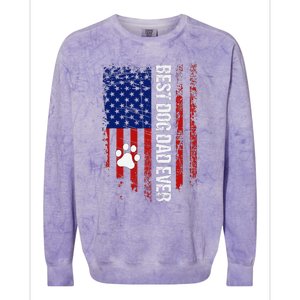 Usa Flag Best Dog Dad Ever American Fathers Day Dog Dad Paw Colorblast Crewneck Sweatshirt