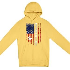 Usa Flag Best Dog Dad Ever American Fathers Day Dog Dad Paw Premium Pullover Hoodie