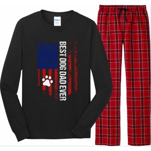 Usa Flag Best Dog Dad Ever American Fathers Day Dog Dad Paw Long Sleeve Pajama Set