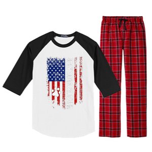 Usa Flag Best Dog Dad Ever American Fathers Day Dog Dad Paw Raglan Sleeve Pajama Set