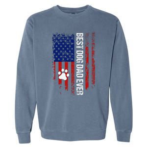 Usa Flag Best Dog Dad Ever American Fathers Day Dog Dad Paw Garment-Dyed Sweatshirt