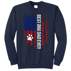 Usa Flag Best Dog Dad Ever American Fathers Day Dog Dad Paw Tall Sweatshirt