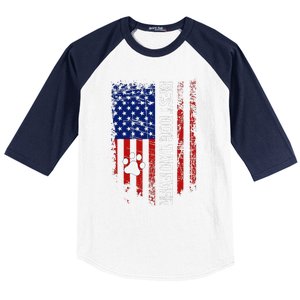 Usa Flag Best Dog Dad Ever American Fathers Day Dog Dad Paw Baseball Sleeve Shirt