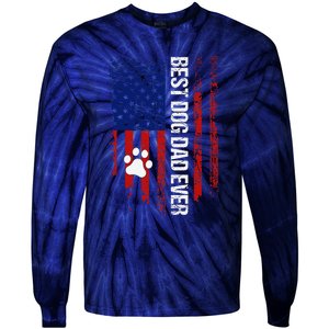 Usa Flag Best Dog Dad Ever American Fathers Day Dog Dad Paw Tie-Dye Long Sleeve Shirt