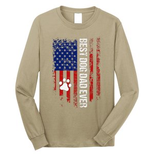 Usa Flag Best Dog Dad Ever American Fathers Day Dog Dad Paw Long Sleeve Shirt