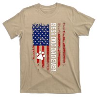 Usa Flag Best Dog Dad Ever American Fathers Day Dog Dad Paw T-Shirt